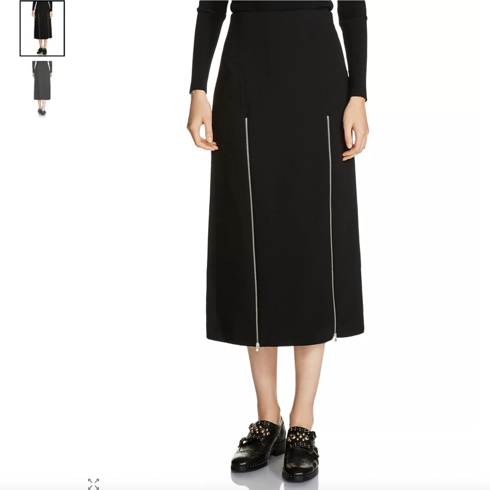 Maje Jona Double Zip Midi Skirt black size 40 large